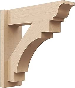 Ekena Millwork 8"W x 12"D x 16"H Merced Traditional Rough Cedar Woodgrain TimberThane Outlooker, Primed Tan