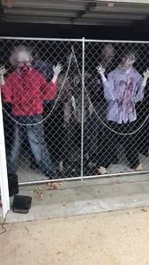 Creepy zombie fence banger by Logan P. using FrightProps' pneumatics and controller! Keep sending us your projects from 2018, we love to see what terrifying creations you've all made! | FrightProps