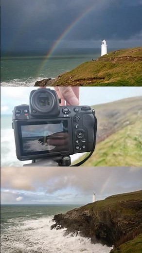 Photographing rainbows and the seascape at Trevose Head Lighthouse in Cornwall.