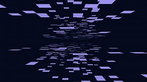 Vibrant shaded squares form a dynamic 3D grid in varying purples and blues. Their clever arrangement evokes depth and fluidity, producing a visually captivating image