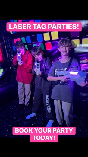 Book your laser tag party today! Included with all parties and open play, and parents can join in on the fun for FREE! #xploreportjefferson #xplorefamilyfuncenter #lasertag | Xplore Family Fun Center