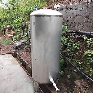 Well Water Pressure Tank 304 Stainless Steel Water Pressure Tank 15 26 40 50 65 80 130 185 Gallon, Fully Automatic Vertical Pressurized Water Tank with Kit, Storage Bladder Container for Wells(500L/13