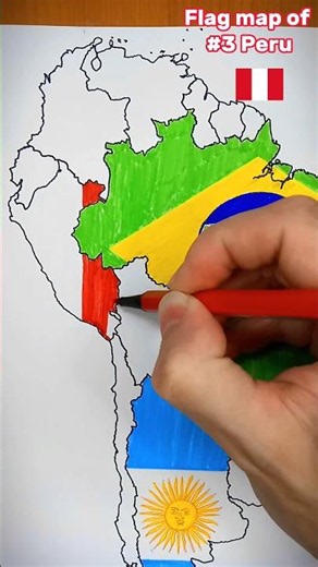 Drawing Peru flag map 🇵🇪 | Peru flag drawing #shorts #peru #drawing #flag #painting #art #viral