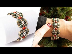 Jolly Holly Bracelet - DIY Jewelry Making Tutorial by PotomacBeads