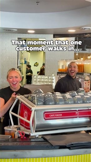 Us pretending not to freak out when our favorite customer walks in…