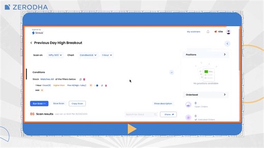 1.7K views · 76 reactions | Streak Scanner is now free for all Zerodha users. Create and run scans across equities and F&O using technical indicators, and also discover popular scanners. | Zerodha | Facebook