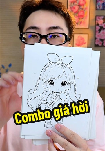 Combo 50 tờ giấy tô màu chibi giá 60k - Tranh vẽ hoạt hình giá hời
