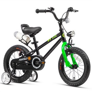 Glerc 12 inch Toddler and Kids Bike for 2-4 Years old Boys Girls with Water Bottle Holder & Headlight & Training Wheels,, Black