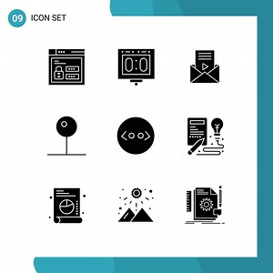 Baixar conjunto moderno de 9 glifos e símbolos sólidos, como suportes, reprodutor de mídia, reprodutor de mídia de estádio, reprodutor de vídeo editável, elementos de design vetorial gratuitamente