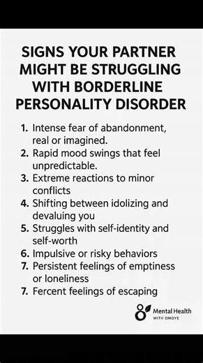 4.9K views · 57 reactions | Signs your partner might be struggling with borderline personality disorder #mentalhealth #mentalhealthadvocate | Mental health with Omoye | Facebook