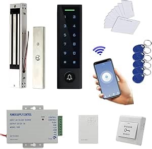 MENGQI-CONTROL WiFi Remote Manage IP66 Watreproof Access Control Keypad 600lbs Magnetic Lock Push Exit Button Smart Phone App Remote ADD/Delete User