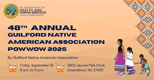 Join the NC Medicaid Enrollment Broker this Friday for a local community event and learn more about NC Medicaid Managed Care. 1. 48th Annual Guilford Native American Association Powwow 2025, Friday, September 19 from 8 a.m. to 9 p.m. in Guilford County 2. Eden River Fest, Friday, September 19 from 5 to 10 p.m. in Rockingham County ncmedicaidplans.gov/en/events ---------- Únase al NC Medicaid Enrollment Broker este viernes para un evento comunitario local y obtenga más información sobre NC Medica