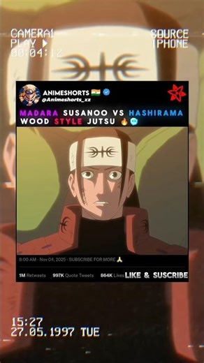 MADARA SUSANOO VS HASHIRAMA WOOD STYLE JUTSU 🔥🥶 #naruto #anime #shorts