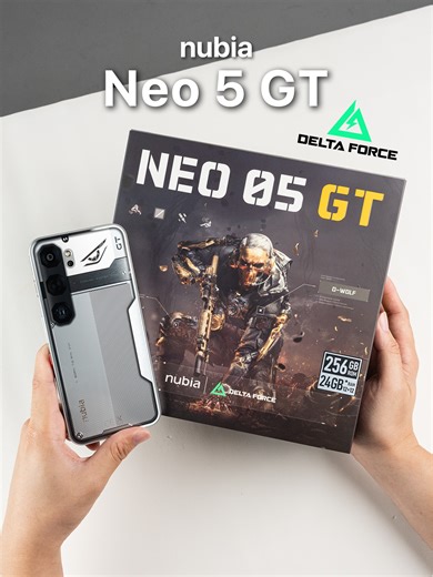 nubia Neo 5 GT X Delta Force 联名款开箱! 🎮 🔥 6.78' 1.5K AMOLED display, 144Hz 刷新率 🔥 联发科天玑 7400 🔥 12 12GB RAM 🔥 6210mAh 电池 🔥 80W 有线充电，支持旁路充电 🔥 内置风扇，还有特别音效 🎁 内附 ✨ nubia GT Buds ✨ nubia GT Cable ✨ 磁吸手机壳 #nubia #neo5GT #deltaforce #gamingphone #unboxing @nubia.my