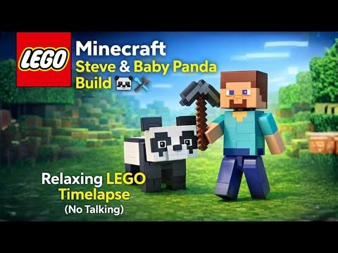 LEGO Minecraft Steve & Baby Panda Build 🐼⛏️ | Relaxing Timelapse No Talking