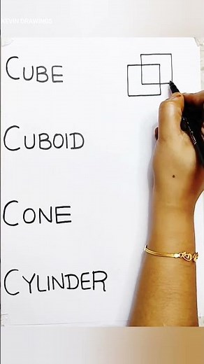 cube drawing – cuboid drawing – cone drawing – cylinder drawing – easy drawing – how to draw