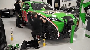 Time lapse wrap install of the Interstate Batteries Bobby Labonte throwback paint scheme that Brandon Jones is running this weekend 🙌🏻 | Joe Gibbs Racing