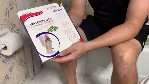 Lxuemlu 100% Waterproof Cast Shower Cover Leg Cast Cover with Non-Slip Bottom for Showering After Surgery, Adult Foot Shower Bag Cast Bag Cast Protector to Keep Wound & Bandages Dry