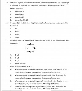1.9 The critical angle for total internal reflection at a diamo... | Filo
