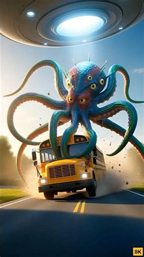 Alien Attack on School Bus 🛸 Can the Students Survive? 😱 #catshorts