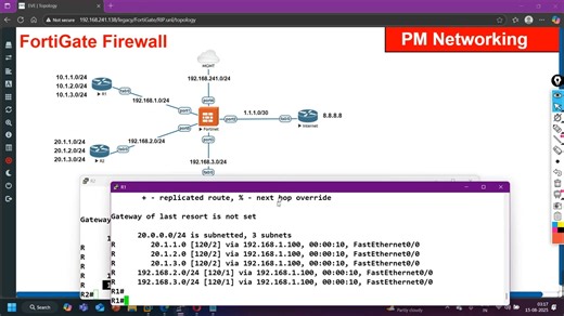 Day 11 FortiGate Firewall _ RIP Routing Configuration Between Router and FortiGate Firewall | PM Networking