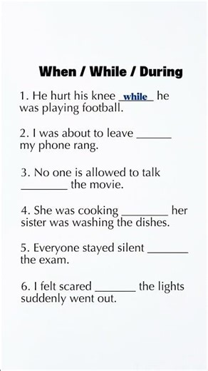 When vs While vs During Quiz | Fix Common English Mistakes | Choose the Correct Word in Sentences