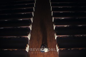 A Woman Kneeling In The Aisle Of A Church - Stock Photos