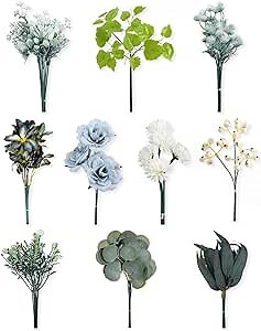 Artificial Greenery Stems 68pcs, Fake Greenery with 10 Kinds, Faux Greenery for Wedding Bouquet, Greenery for Centerpieces, Table Centerpieces and Floral Arrangement