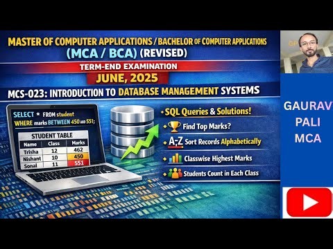 MCS-023 DBMS SQL Queries with Database Creation | MCA/BCA IGNOU June 2025 | Q3(a)
