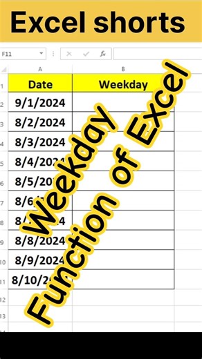weekday function of Excel | what is weekday function of Excel | weekday function | shorts | viral