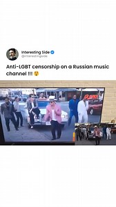 A TV screen displaying a scene from a music video that has been censored. Anti-LGBT censorship on a Russian music channel!!! suggests that the censorship was aimed at removing any content perceived as promoting or supporting LGBTQ individuals. This video highlights the ongoing issue of censorship and discrimination against LGBTQ individuals in some parts of the world. Let's raise awareness about the importance of LGBTQ rights and the need to combat discrimination and censorship in all its forms.