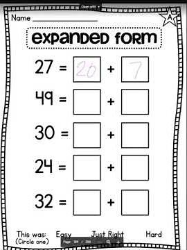 Expanded Form Tens and Ones
