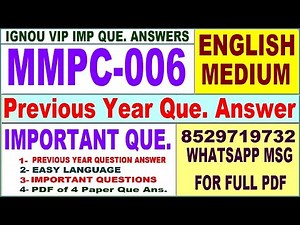 MMPC 006 Previous Year Question Paper in English | mmpc 006 important questions with answer