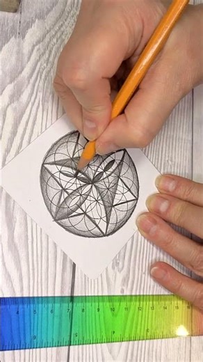 Abstract Geometric Pencil Drawing | Flower of Life Process #shorts