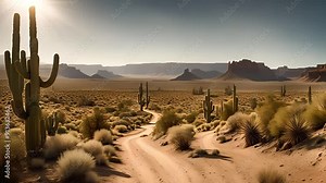 Rugged Wild West canyons under the harsh midday sun