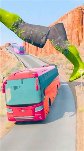 Epic Hulk Leg Vs Colorful Buses Crash - BeamNG.Drive | Extreme Destruction Test #beamng #shorts