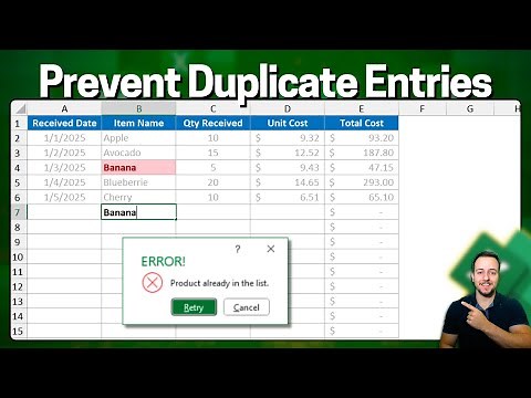 Prevent Duplicate Values in Excel | Custom Error Message and Highlight