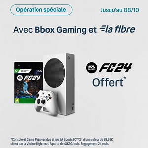 93 reactions · 134 comments | #BonPlan  Bienvenue dans le jeu avec #BboxGaming  Psst, fan du ballon rond ? Jusqu'au 8 octobre, un jeu EA SPORTS FC™ 24 est offert pour toute souscription à un pack Bbox Gaming  Pour en savoir +  bytl.fr/BboxGamingFC24 Cc Xbox FR | Bouygues Telecom | Facebook