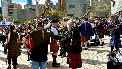 374 Bagpipers Playing AC/DC in Melbourne, Australia Break World Record for Largest Bagpipe Ensemble