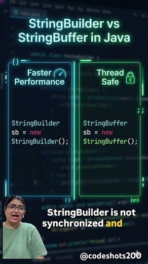 StringBuilder vs StringBuffer in Java in 60 Seconds #shorts #java #StringBuilder #StringBuffer #code