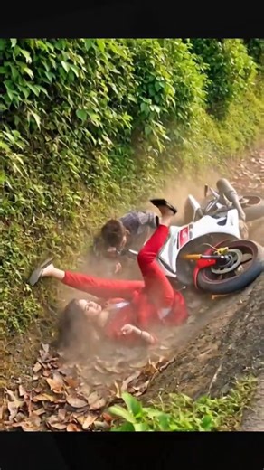 😯😯 WOW 😯😯 A beautiful girl suddenly fails her bike control. #bikeaccident #funny