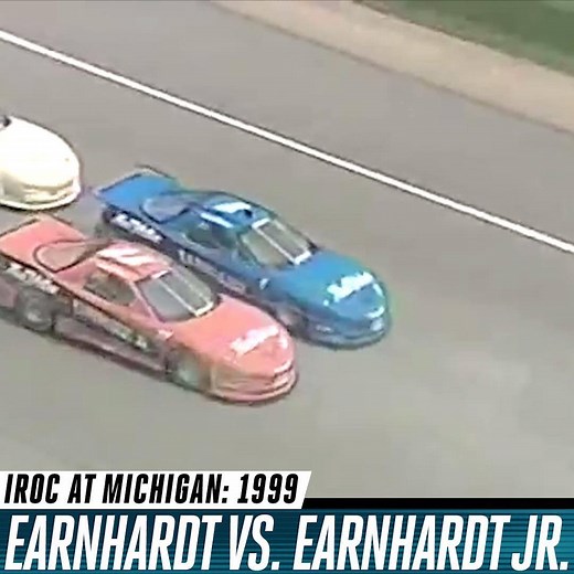 Dale Earnhardt Jr.'s racing at Michigan International Speedway today! Flashback to this classic finish at Michigan in the 1999 IROC Series between Jr. and his father Dale Earnhardt -- the elder getting the win by .007 seconds. (2:30P ET on #RacingWeekNBCSN) | NASCAR on USA