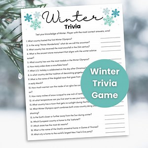 Winter Trivia Game, Holiday Trivia Game, Holiday Party Game, Trivia Questions, Family Game Night, January Trivia - Etsy