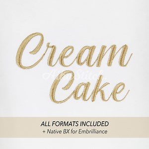 Cream Cake Embroidery Font; Script Cursive Fonts Alphabet; Satin Stitch BX Format; Instant Download Files 11 Sizes Bx, PES, DST   6 Formats - Etsy