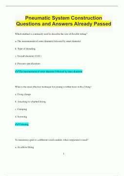 Pneumatic System Construction Questions and Answers Already Passed