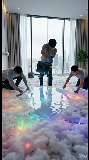 Walking on Liquid Glass?! 🌈 3D Epoxy Floor RevealFrom Normal Floor to Rainbow Masterpiece 😍✨