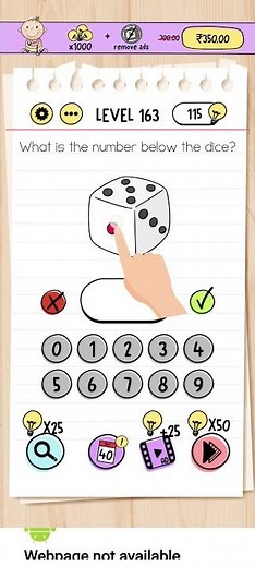 Brain test 163 - What is the number Below the dice?