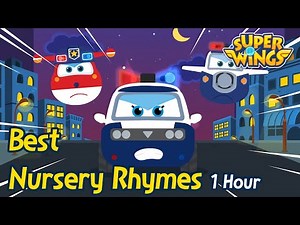 Police Car Song | 1 Hour | Nursery Rhymes | SuperWings Songs for Children