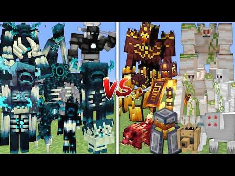 ALL MUTANT WARDEN VS ALL MUTANT BLAZE & IRON GOLEM MOBS BATTLE IN MINECRAFT