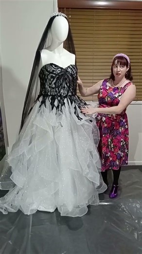 Order 620 Video 7 Black and White Wedding Dress